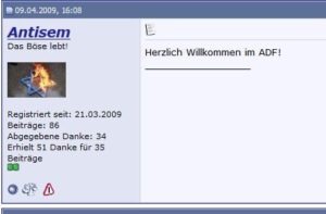 "Antisem" begrüßt neue User im Forum...