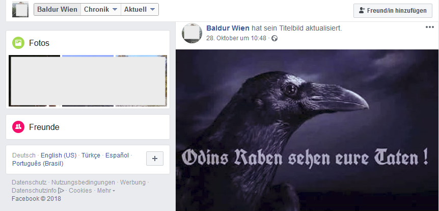 Facebook-Header von Thomas K.-C. alias Baldur Wien "Odins Raben sehen eure Taten !"