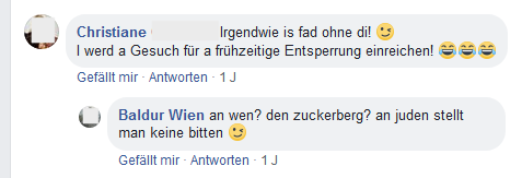 Unterhaltung zur Facebook-Sperre von Wolfgang L.