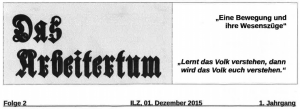 Kopf der Zeitung "Das Arbeitertum" von Harald Z., erschienen im Jahr 2015