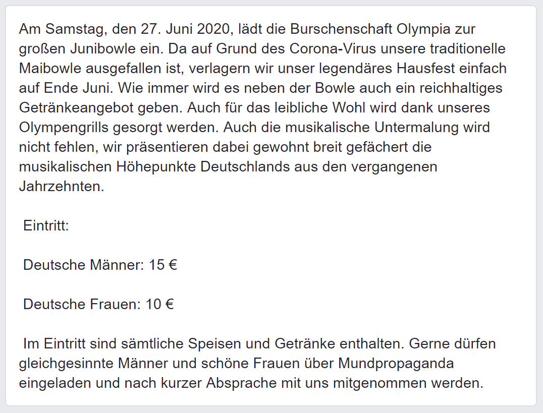 Einladung Olympia Junibowle (Screenshot Facebook via FPÖ Fails)