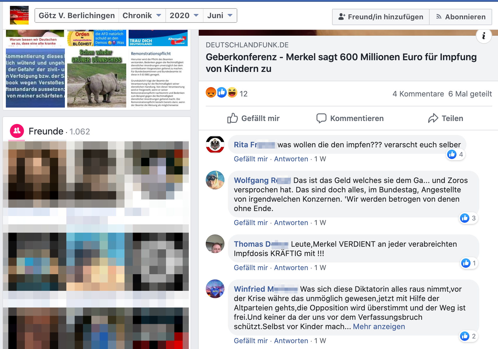 FB-Profil Götz V. Berlichingen zwischen Verschwörungsmythen und Nazi-Schrott