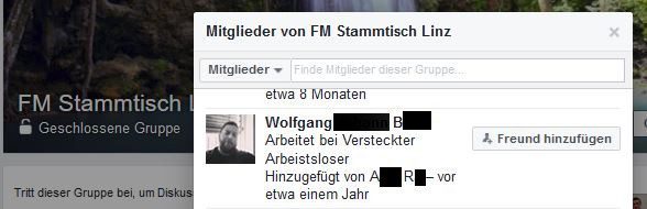 Im FM Stammtisch Linz, einer geschlossenen Facebook-Gruppe mit mehr als 500 Mitgliedern, tauschten sich Staatsverweigerer, Anhänger von OPPT, ICCJV usw. mit Hardcore-Neonazis aus.