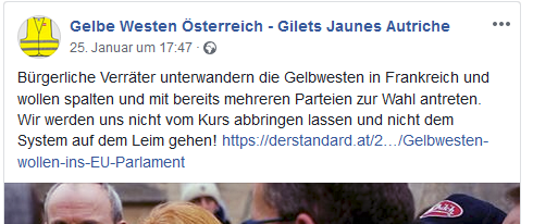 "Gelbe Westen Österreich": "Bürgerliche Verräter"
