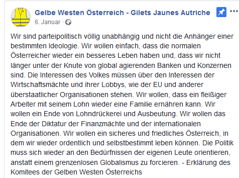 Erklärung der "Gelbe Westen Österreich"