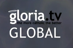 Logo gloria.tv "the more catholic the better"