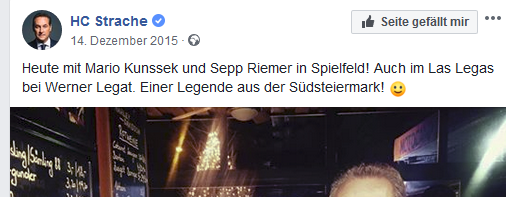 Strache und Kunssek (sic!) bei Legat (Screenshot Facebook)