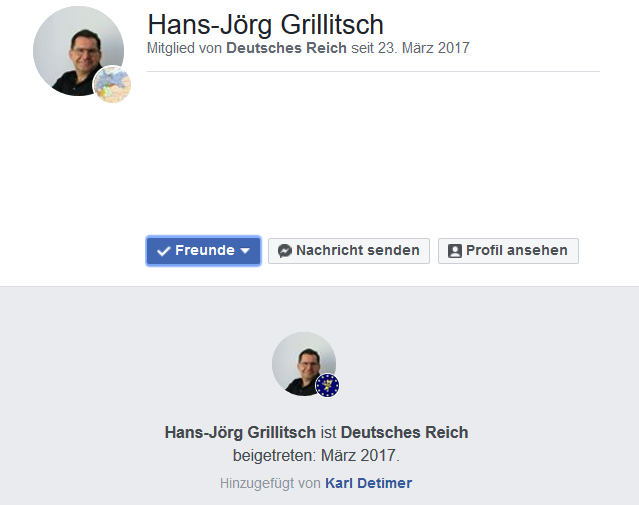 Hans-Jörg Grillitsch als Mitglied der Gruppe "Deutsches Reich"