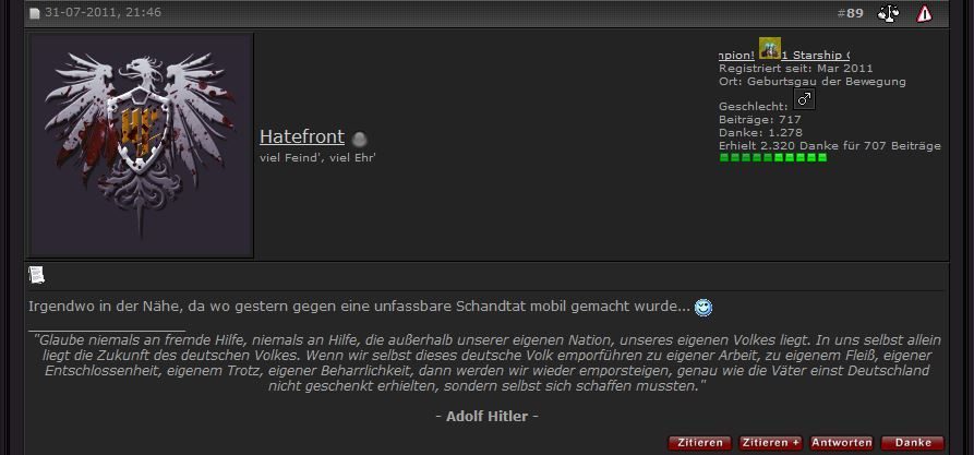 User Hatefront (mutmaßlicher Admin Deutschland)
