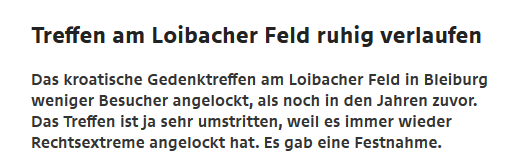 ORF Kärnten: "Treffen am Loibacher Feld ruhig verlaufen"