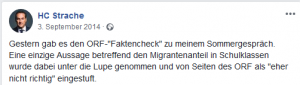 Strache zu ORF-Faktencheck Sommergespräch 2014