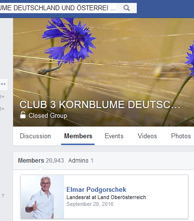 Podgorschek als Mitglied der geschlossenen Gruppe "Kornblume"
