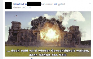 Phantasien eines Reichsideologen auf Facebook: Brand des deutschen Reichstagsgebäudes...