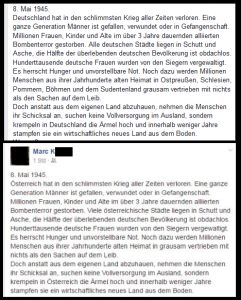 Oben die Original-Version der revisionistichen Lüge über den 8. Mai, unten die "österreichische" Variante...