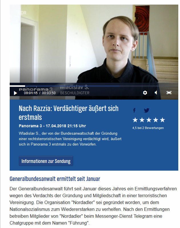 Wladislav S. im Panorama-Interview(Screenshot NDR)