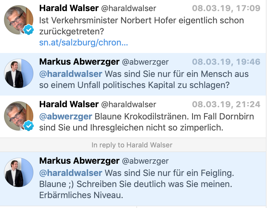 Twitter-Schlagabtausch Walser – Abwerzger