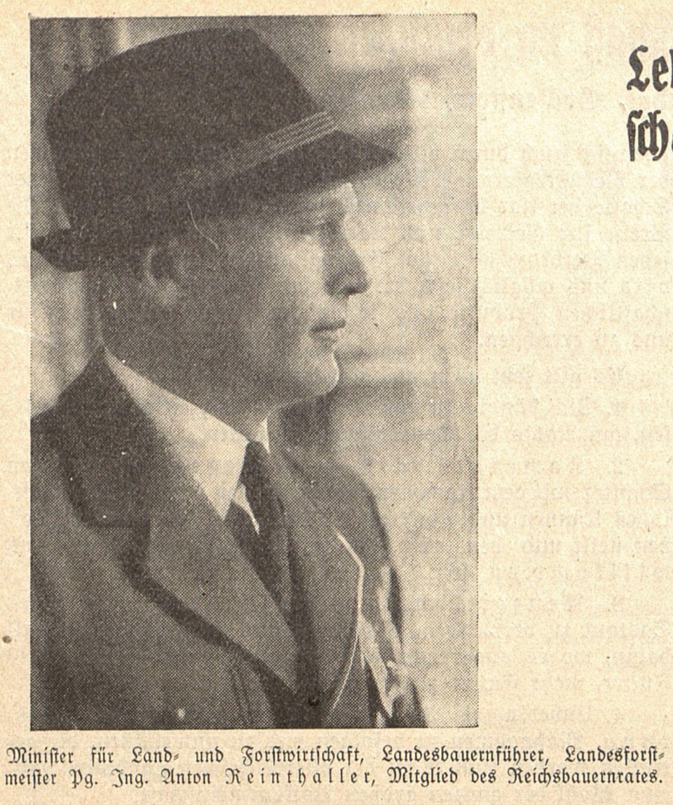 1. FPÖ-Parteiobmann Anton Reinthaller (Foto Landheimat 2.4.1938)