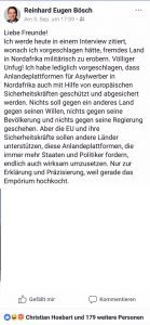 Reinhard Bösch auf Facebook: "Völliger Unfug"