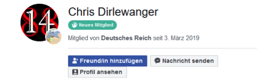 Chris Dirlewanger Mitglied Gruppe "Deutsches Reich"