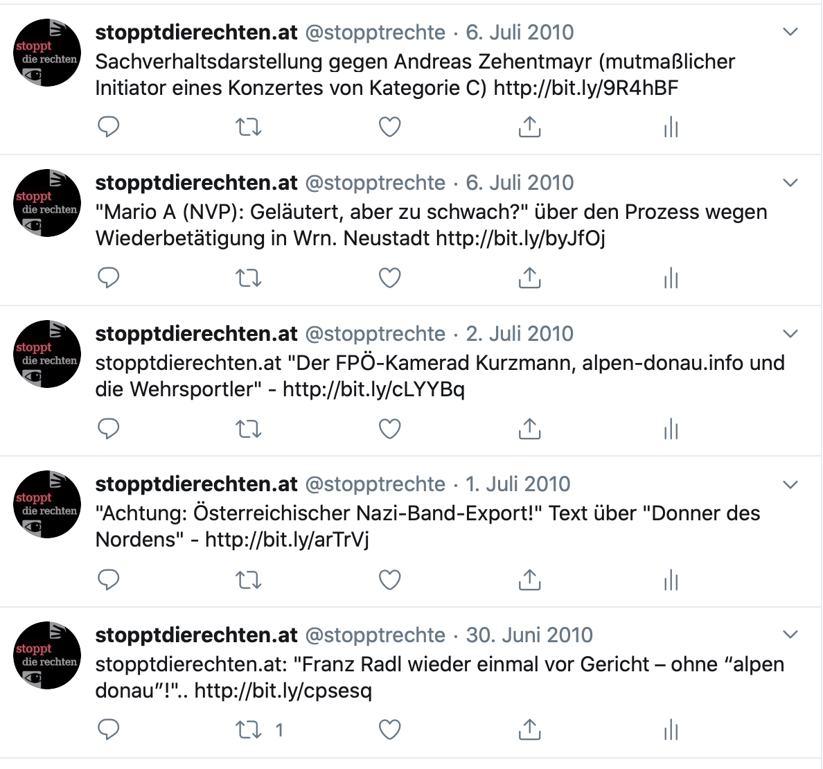 die ersten SdR-Tweets: Alpen-Donau, NVP und Nazikonzerte