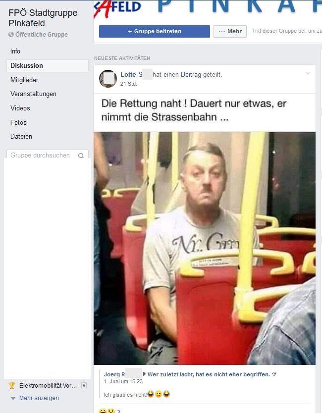 Posting FPÖ Pinkafeld "die Rettung naht" (Screenshot Regina Petrik)