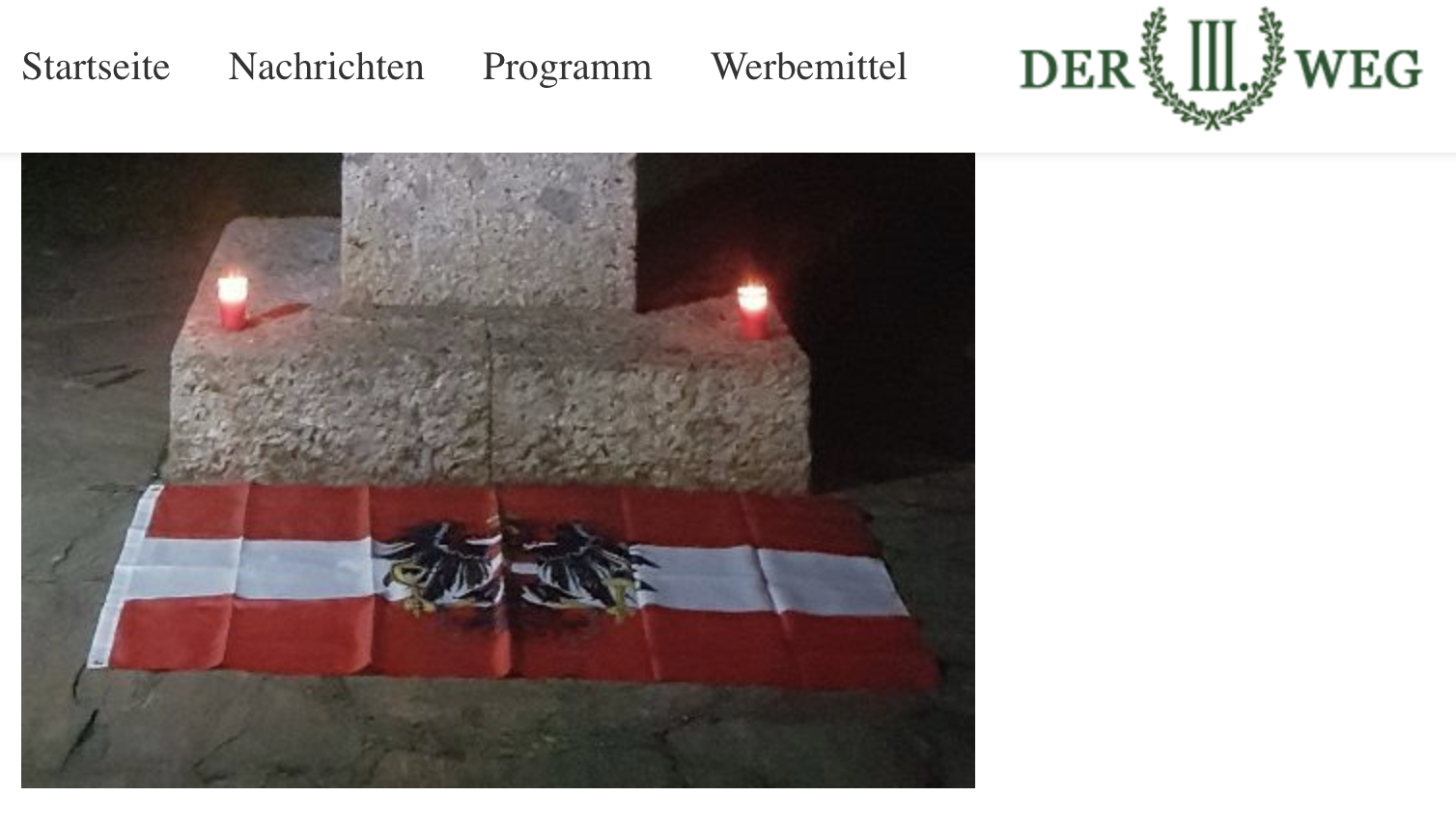 Rechtsextremes Gedenken mit Kerzen und Österreich-Flagge in Bregenz beim Andreas Hofer-Denkmal (Screenshot "Der III. Weg")
