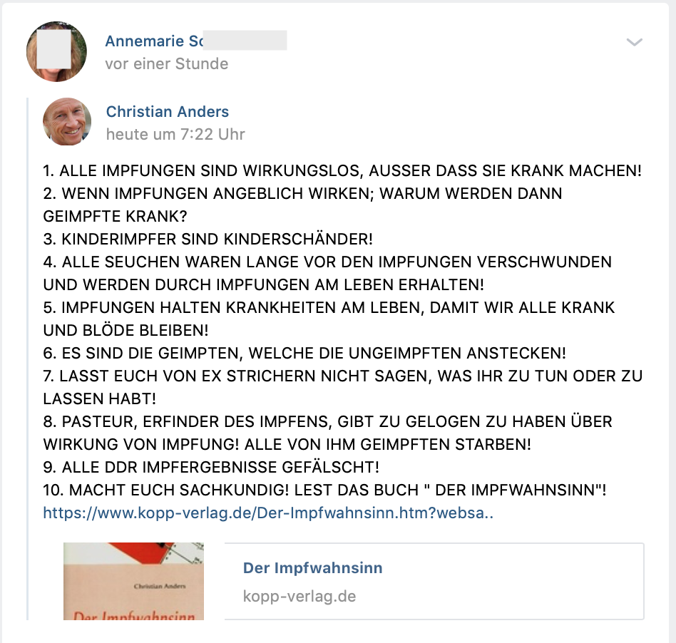 "Der Impfwahnsinn" aus dem Kopp-Verlag (vk.com 6.5.19)
