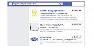Pages liked by Alexander Höferl (Screenshot Dez. 2017)
