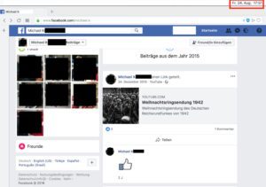 Screenshot vom 24.8.18: Account von Michael K. mit "braunen" Postings ist noch immer online.