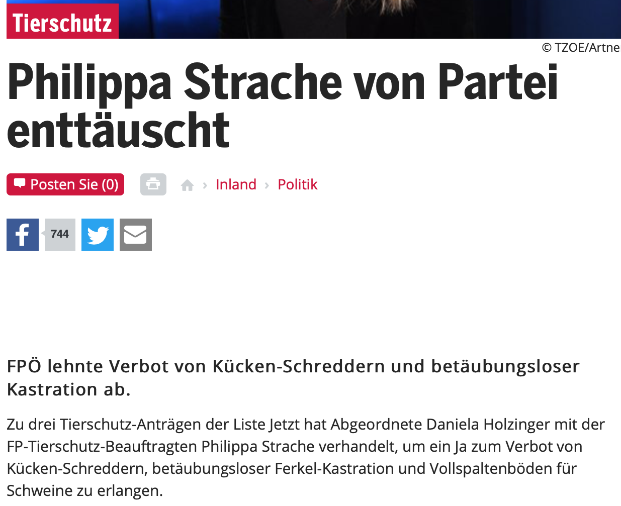 Philippa Strache in oe24.at 14.6.19: "von Partei enttäuscht"