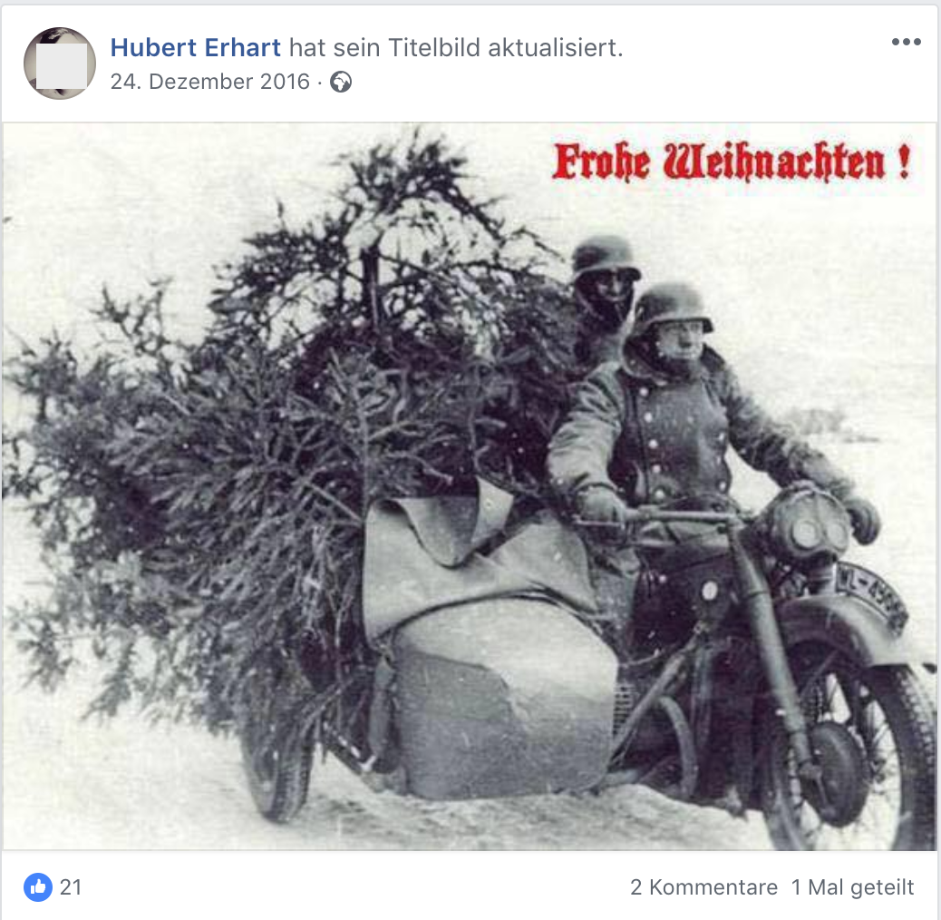 Erhart wünscht mit dem Sujet "Deutsche Weihnacht 1940 Weihnachtsringsendung" 2016 "Frohe Weihnachten"