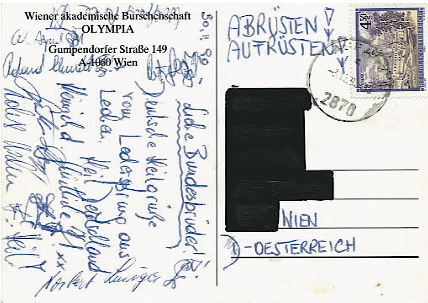 Postkarte Strache 1990 (Foto: Falter)