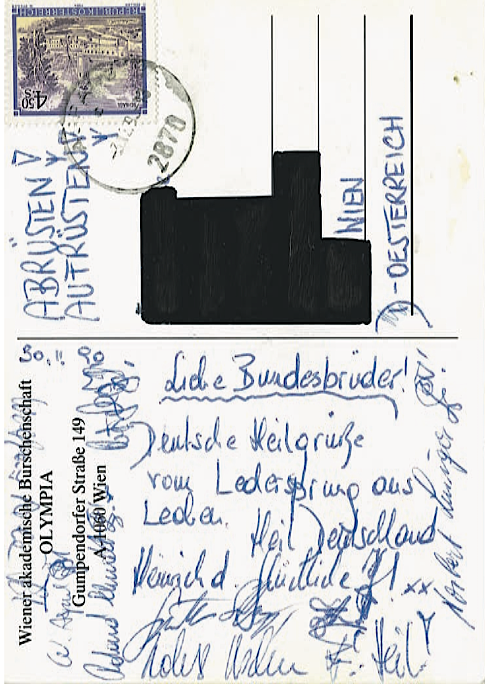 Postkarte Strache 1990 (Foto: Falter)