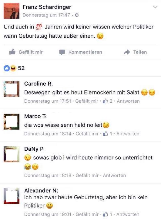 Posting Schardinger Hitler-Geburtstag (Screenshot Facebook)