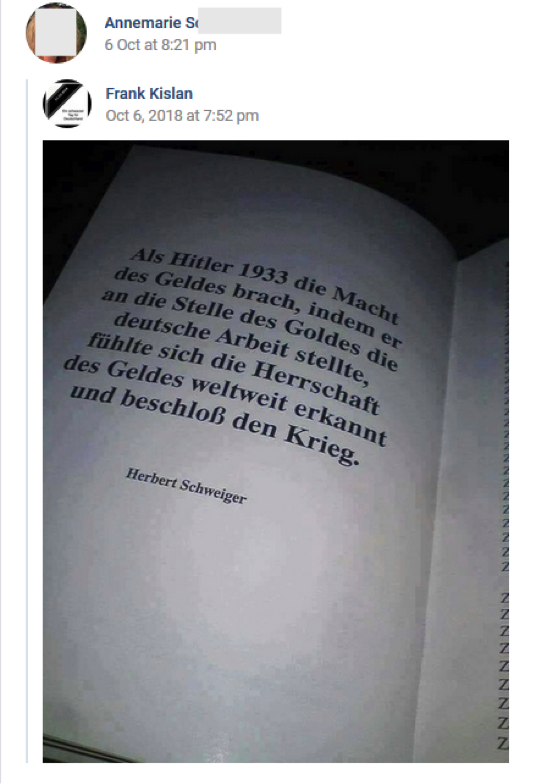S. postet Bild mit Text vom Holocaustleugner Herbert Schweiger (vk.com 6.10.18)