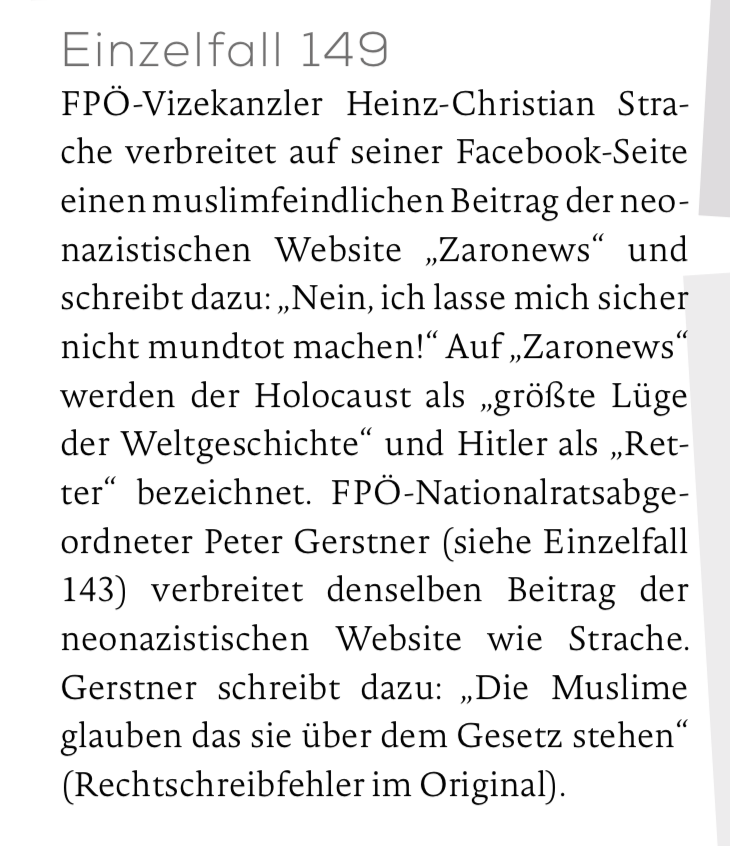 MKÖ Einzelfall 149: Strache teilt einen Beitrag des Holocaust-leugnenden Blogs "Zaronews"