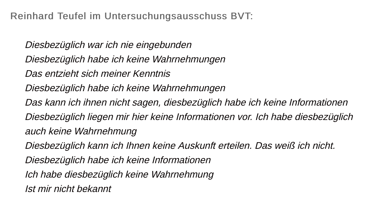 Reinhard Teufel im BVT-U-Ausschuss (Auszug)
