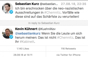 Twitter: Kurz zu Chemnitz, Antwort Kühnert (SPD)