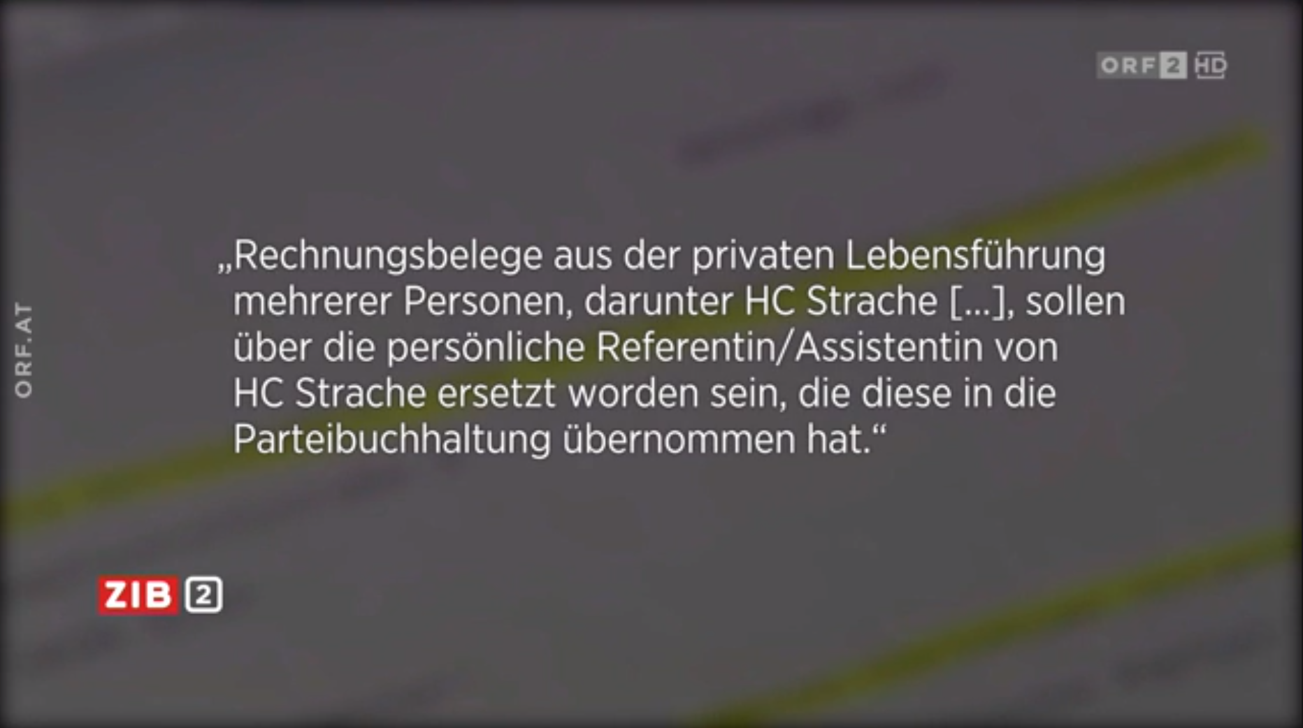 Screenshot ZiB2 (23.9.19): aus der anonymen Anzeige gegen Strache und die FPÖ