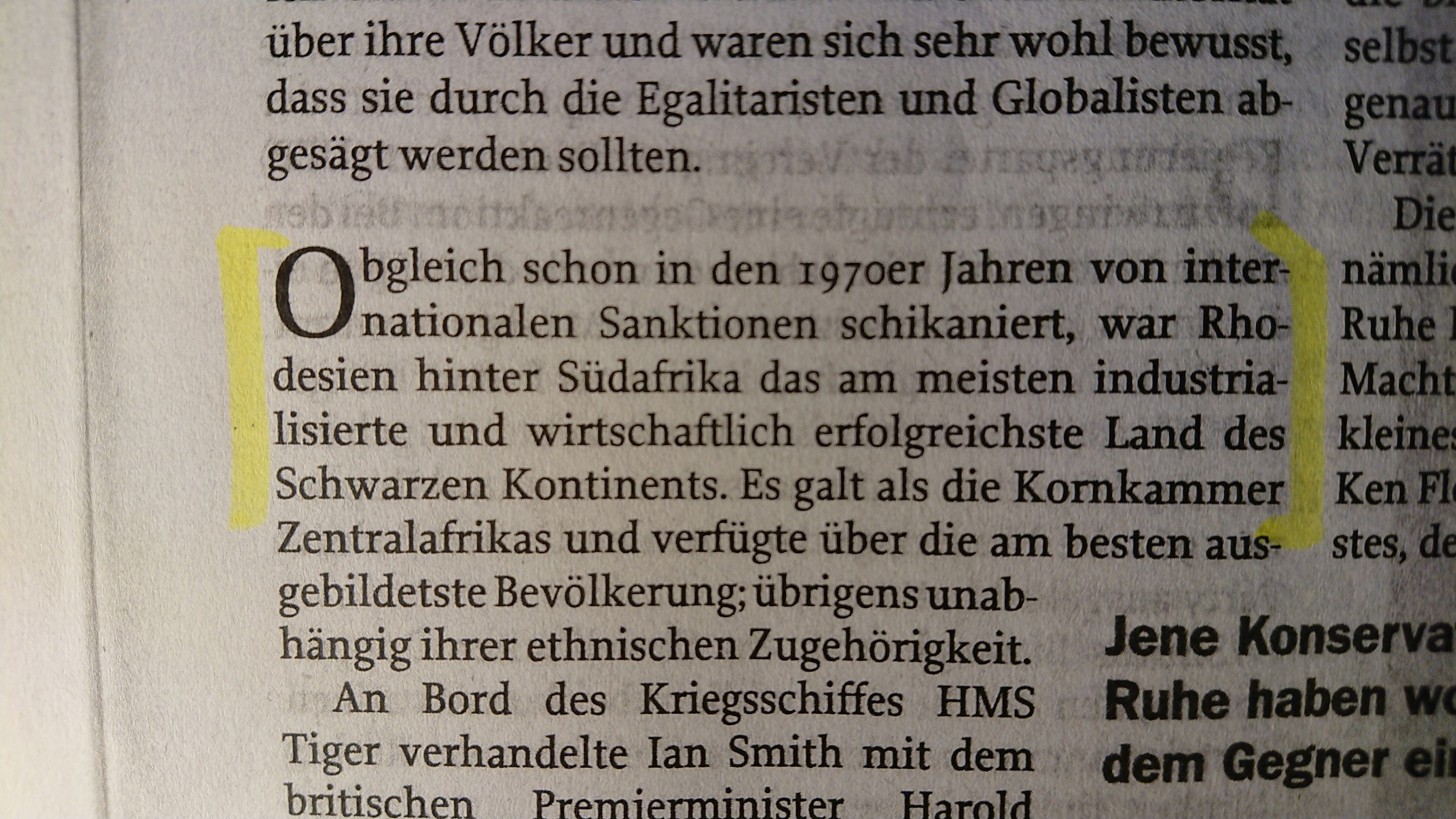 "Zur Zeit" Nr. 18, Mai 2019, S. 38-40, Moffat Rhodesien; "von internationalen Sanktionen schikaniert"