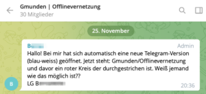 1. Posting in "Gmunden Offlinevernetzung" am 25.11.21