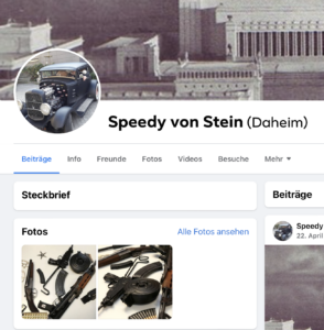 FB-Account "Speedy von Stein" (Mit Stein ist die Justizanstalt Stein gemeint, in der Manuel S. einsaß)