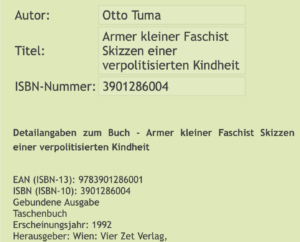 Buch Otto Tuma, "Armer kleiner Faschist"