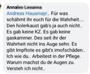 Angeklagter FB-Kommentar von Anna M.