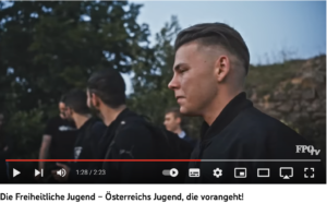 Faschistische Schwarzhemden-Ästhetik der Freiheiltlichen Jugend (Video FJ/FPÖ-TV 27.8.23)