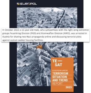 Aus dem Europol "Terrorism Situation And Trend Report 2023 (S. 49): 15-Jähriger wurde in Österreich verhaftet