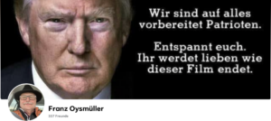 Vereinsobmann Franz Oysmüller mit Trump-Header (FB Oysmüller)