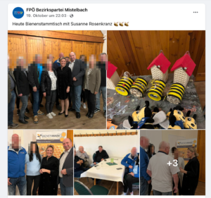 Bienen bei der FPÖ Mistelbach (Screenshot FB)