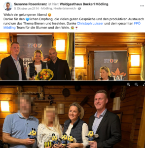 Bienen bei der FPÖ Mödling (Screenshot FB)