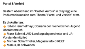 Silvio Hemmelmayr im identitären Zentrum Steyregg am 24.11.23 (Screenshot TG)
